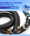 Close-up of 10 Ft Dust Collection Hose Kit For Power Tools And Shop Vacuums With 5 Fittings showing flexible hose and connections.