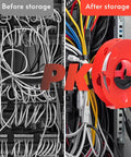 Before and after comparison of cable organization using Heavy Duty Extension Cord Reel Built Tough As Nails With Impact Resistant Plastic Body