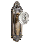 Crystal Door Knob Set With Privacy Lock In Antique Brass Base Glass Door Handle With Vintage Vibe For Bedroom Bathroom Hall Closet Solid Metal Build With Easy Install And Adjustable Backset Two And Three Eighths Or Two And Three Quarters Inch on ornate brass plate
