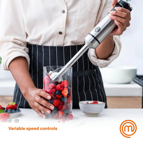 Pro Grade Handheld Immersion Blender With Whisk And Milk Frother Attachments 400W 3 In 1 Stick Blender blending berries