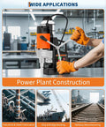 Beefy 1750W Magnetic Drill Press with 2 Inch Boring Capacity in industrial setting, showcasing its usage in power plant construction.