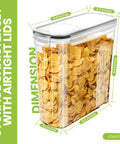 4 Pack Cereal Storage Containers, 4L Airtight Food Jars With Lids, showcasing clear canister filled with cereal and dimensions