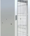 Heavy Duty 42U Server Cabinet With Smooth Rolling Casters Locking Door LCD Screen Cooling Fans Smart Thermo System Plug And Play Powerbar Top Shelf Adjustable Mounting Rails Badass Setup For Rack Hardware 24 X 35 X 84 Inches side view with mesh ventilation.