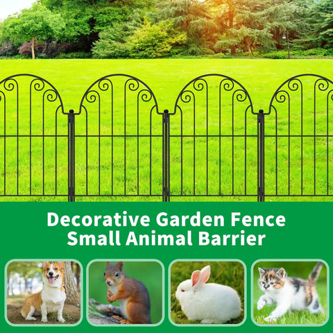 Rustproof Metal Garden Fence Panels No Dig 10 Pack Decorative Border Fencing For Dogs And Pets 11 Feet Long Outdoor Fence