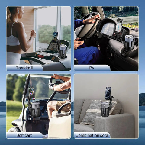 Magnetic Cup Holder Phone Mount For Cars MagSafe Compatible Adjustable 4.1 Inch Base in car, treadmill, golf cart, sofa