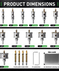 18 Pc Metal Hole Saw Kit with TCT Carbide Teeth, 5/8 to 2-1/8 Inch Cutter Set for Stainless Steel, Iron, Aluminum, Brass dimensions