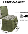 32L Soft Side Cooler Bag Insulated For Picnic Beach Camping And Travel Collapsible Ice Chest Fits 48 Cans, open with cans visible