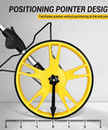 Digital Measuring Wheel With 12.5 Inch Wheel, Pro Grade Precision, Switchable Feet And Meters On Digital Display, Folding Roller With Storage Bag For Quick Distance Readings At Worksites And DIY Projects. Yellow wheel with positioning pointer for end-point measurements.