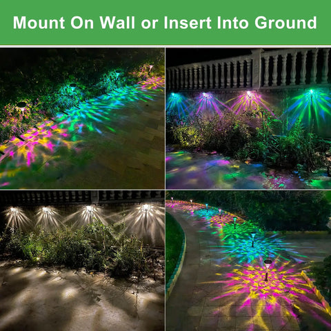 8 Pack Solar Pathway Lights Outdoor Color Changing And Warm White Waterproof Garden LED Landscape Lighting for pathways