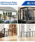 10 Pack Three Sixteenth Inch Black Swageless Invisible Cable Railing Kits With Tensioner System For Easy Install On Deck Or Stair Railings Ideal For Outdoor Or Indoor Projects With Durable Components And Quick, Easy Adjustability For A Slick Look., black cable railing posts in deck, stair, and indoor corner installations