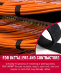 Extra Narrow Self Gripping Cable Straps Half Inch By Thirty Feet Roll securing orange cables in server rack