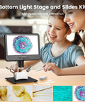 10.1 Inch Digital Microscope For Adults With 1080p Video And 12MP Imaging, 8 LED Illumination, Coin Magnifier For Error Coins, Soldering Electronics Microscope, Metal Stand, PC View, 32GB Storage on metal stand with slides kit