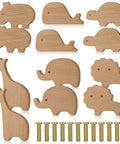 12 Piece Wooden Animal Dresser Knobs Set With Screws for Nursery Cabinets and Drawers Lions Elephants Hippos Giraffes Turtles