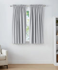 Room Darkening Blackout Window Curtains With Rod Pocket And Tie Back, 52 By 63 Inches, Light Gray, Set Of 2 installed on window