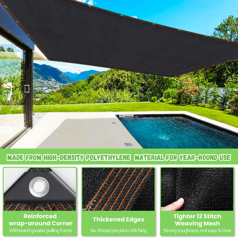 Ninety Percent Shade Cloth For Garden Greenhouse Patio And Backyard With Reinforced Grommets Six Point Five By Ten Feet covering pool area