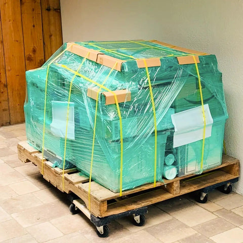 Heavy Duty Polypropylene Strapping Roll Yellow Pallet Packaging Banding Strap For Secure Shipping 3280 Feet Long securing boxes on a pallet.