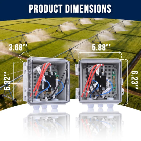 24V AC 40A Pump Start Relay With IP65 Waterproof Enclosure With Dimensions For Sprinkler Controllers And Irrigation Pumps