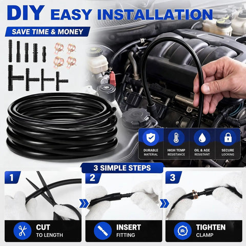 Get Your Ride Running Smooth With This Badass 84 Pcs Vacuum Lines Kit Featuring Durable Silicone Hoses And Perfect Connectors For Any Engine Repair Job You Might Face Today. black silicone vacuum hose kit with clamps and connectors for engine repair
