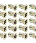 Professional Grade Durable Zinc Coated Rivet Nut Kit With 100 Count M4 Threaded Inserts, zinc-coated nutserts displayed in rows.