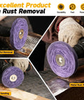 Heavy Duty 4 Pc Abrasive Strip Disc Wheels For Angle Grinder in use for wood sanding and metal rust removal.