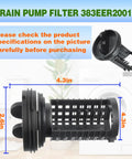 Washer Drain Pump Filter Assembly For LG Kenmore Washers Replacement AP4440367 383EER2001A 383EER2001F PS3522306 4.3in
