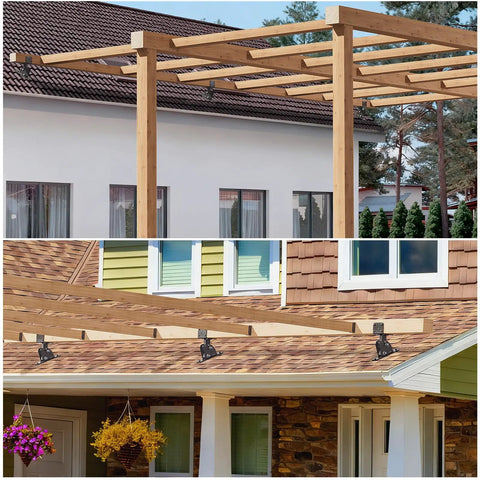 Beefy Heavy Duty Pergola Roof Riser Brackets Set Adjustable And Anchored Angle Brackets For Wood Patio Cover Gazebo Corrosion Resistant Stainless Steel With Black Powder Coating