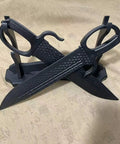 18 Inch Plastic Butterfly Swords Set Of 2 For Martial Arts Training Black Practice Blades displayed on a beige background