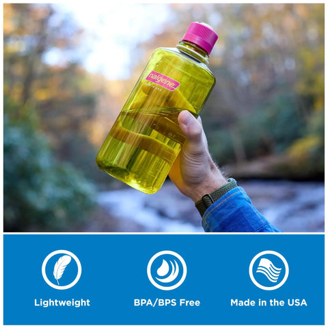 Person holding 32 Ounce Narrow Mouth Water Bottle BPA Free Durable Leak Proof Lightweight For Hiking Gym Travel Everyday Use
