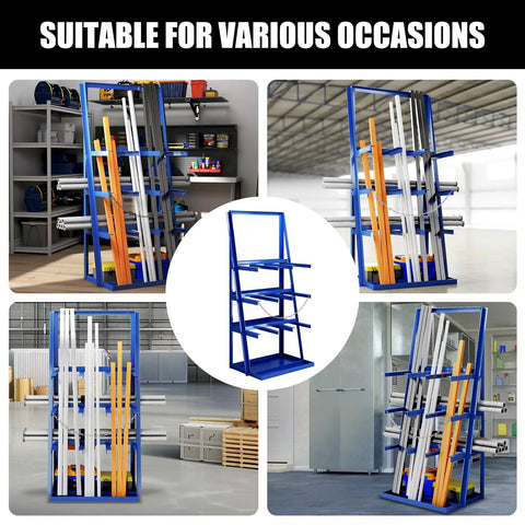 Heavy Duty Vertical Bar Rack For Lumber And Steel Rods Garage Storage Solution With 3000 Lb Weight Limit Built Tough As Nails in workshop.