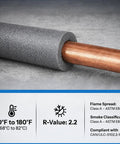 Solid Choice Pre Slit Foam Pipe Insulation Covers 12 Pack Three Foot Durable Foam Tube for Copper PVC and Iron Plumbing with Copper Pipe