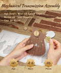 Hands assembling LED 3D Wooden Puzzle Guitar Kit With Lights Acoustic Model For Adults DIY Mechanical Music Craft.
