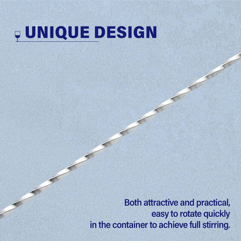 Close-up of unique design on Two Piece 12 Inch Stainless Steel Bar Spoon Set for Cocktails showing the mirror-polished 18/8 handle.