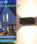 Up and Down Outdoor Wall Sconce Set, 12W LED Porch Lights for House and Patio, Black Exterior Wall Lamps, IP65 Waterproof