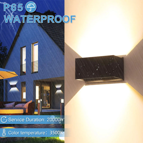 Up and Down Outdoor Wall Sconce Set, 12W LED Porch Lights for House and Patio, Black Exterior Wall Lamps, IP65 Waterproof