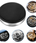 Two Piece Leather Watch Cushion Set With Round Movement Holder Non Slip Watchmaking Tools For Movement Changing And Battery Repair