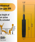 Diagram of Heavy Duty Class 4 Gas Cylinder Replacement Kit for Desk and Gaming Chairs with Universal Fit and measurements.