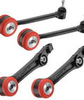 Complete Front Rear Upper Lower 20 Piece Suspension Control Arm Kit With Heavy Duty Bushings Heat Treated Ball Joints Dodge Charger Rwd Busted Suspension Fix 2005 Through 2010 with red and black bushings.