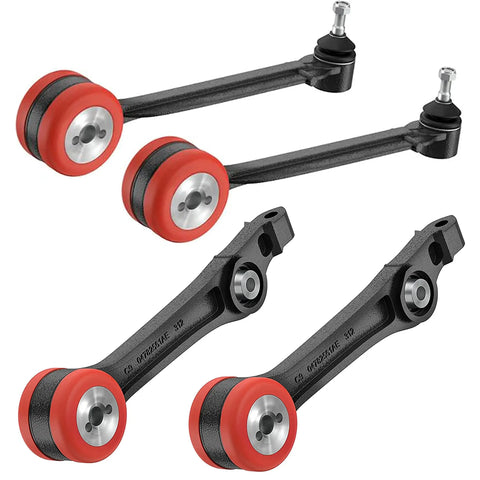 Complete Front Rear Upper Lower 20 Piece Suspension Control Arm Kit With Heavy Duty Bushings Heat Treated Ball Joints Dodge Charger Rwd Busted Suspension Fix 2005 Through 2010 with red and black bushings.