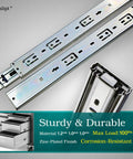 18 Inch Soft Close Drawer Slides Set Of 6 Pairs 12 Pieces Full Extension Side Mount Ball Bearing Quiet Glide Rust Resistant Heavy Duty 100 Lb Load Rating For Kitchen Cabinets And Furniture with zinc-plated finish.