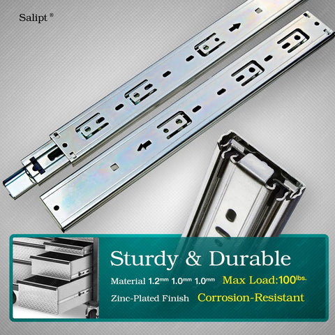 18 Inch Soft Close Drawer Slides Set Of 6 Pairs 12 Pieces Full Extension Side Mount Ball Bearing Quiet Glide Rust Resistant Heavy Duty 100 Lb Load Rating For Kitchen Cabinets And Furniture with zinc-plated finish.