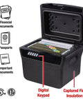Charcoal Gray Waterproof And Fireproof Safe With Digital Keypad Lock Box For Documents And Hanging File Folders, open view, ETL certified.