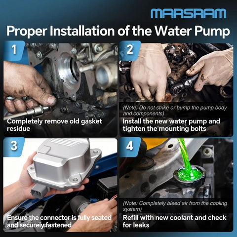 Step-by-step installation guide for Direct Fit Electric Coolant Water Pump for Toyota Camry and Lexus.