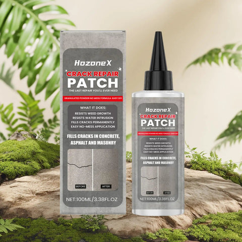 Heavy Duty Asphalt Crack Filler Plus Flexible Concrete Sealer For Driveways No Brainer Garage Repair Hella Tough Pavement Patch waterproof 100ml package on green background.
