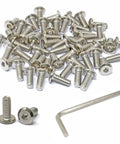 50 Pieces 1/4-20 x 5/8 Inch Stainless Steel 304 Hex Socket Flat Head Cap Screws Bolts For Furniture With Bright Finish And Hex Key Spanner