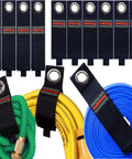 Extension Cord Holder Organizer 10 Pack Heavy Duty Storage Straps with hoses for garage organization and cable management.