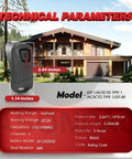 Two Pack Universal Garage Door Opener Remote Replacement With Rolling Code Security For Genie And Overhead Door Systems Easy No Sweat Setup And Killer Daily Performance, black remote with size details.