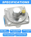 3/4-inch natural gas pressure regulator, front view; metal body with white adjustment knob and yellow cap.