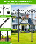 Two Pack 90 Inch Bird Feeder Pole With Five Prongs Base Heavy Duty Double Shepherds Hooks For Outdoor Garden Hanging Lanterns Pots Baskets And Bird Nests Go To Outdoor Decor installed in garden