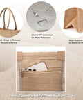 Detailed view of 12 Pack Burlap Tote Bags Bulk Reusable Gift Bags With Handles And Inner Zipper Pocket Laminated Interior