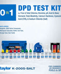 Top Shelf Saltwater Pool Test Kit Featuring FAS DPD High Range Chlorine Checker For Spas And Pools That Tests Nine Essential Water Parameters Daily Now with bottles and case